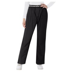 Alexander Wang Black Logo Elastic Waist Trousers Size XS
