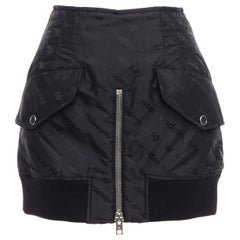 ALEXANDER WANG schwarzer Logo-Print dekonstruierter Bomber-Nylon-Minirock US0 XS