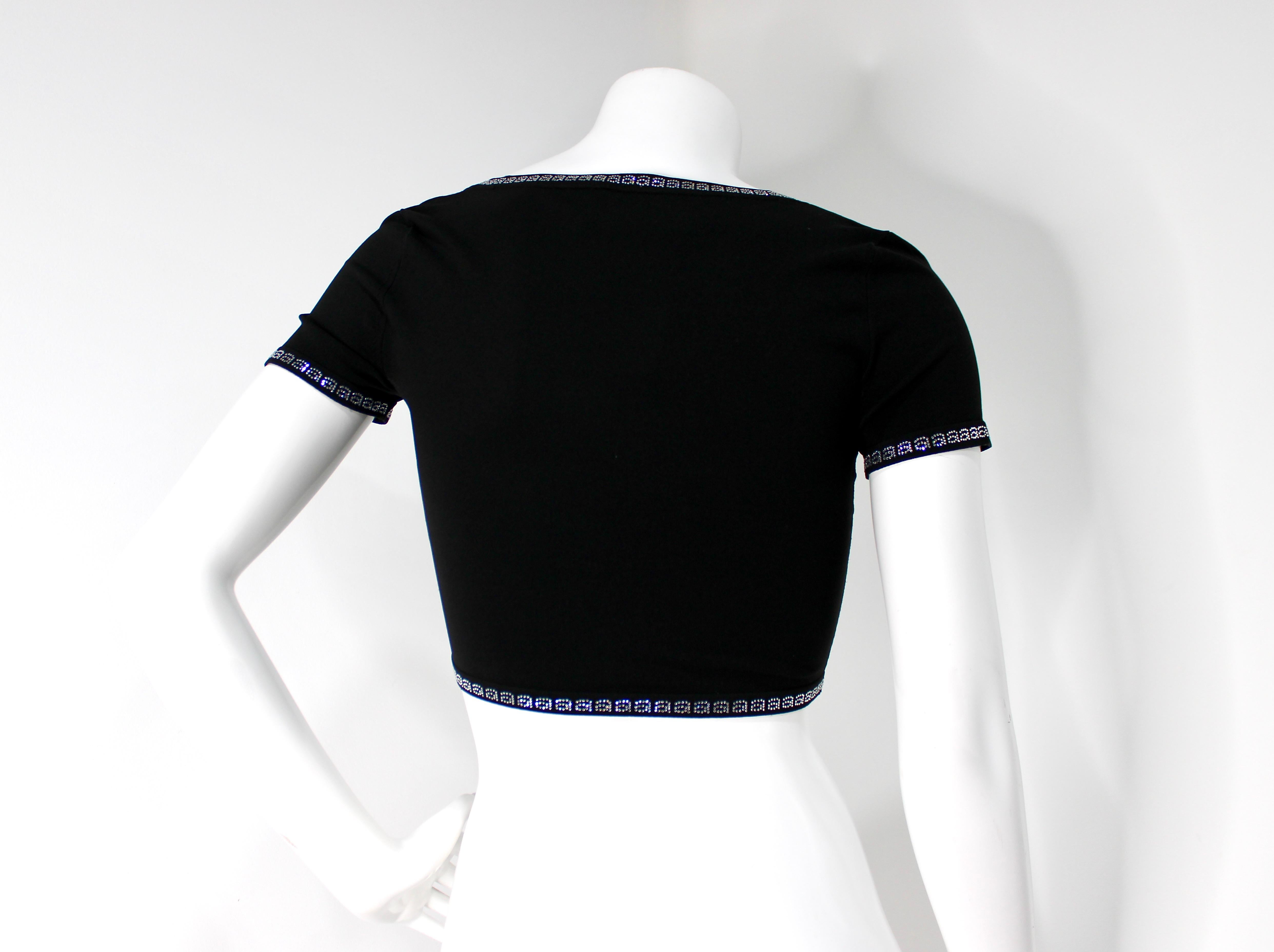 Donna Alexander Wang - Crop Top nero con logo e strass in vendita