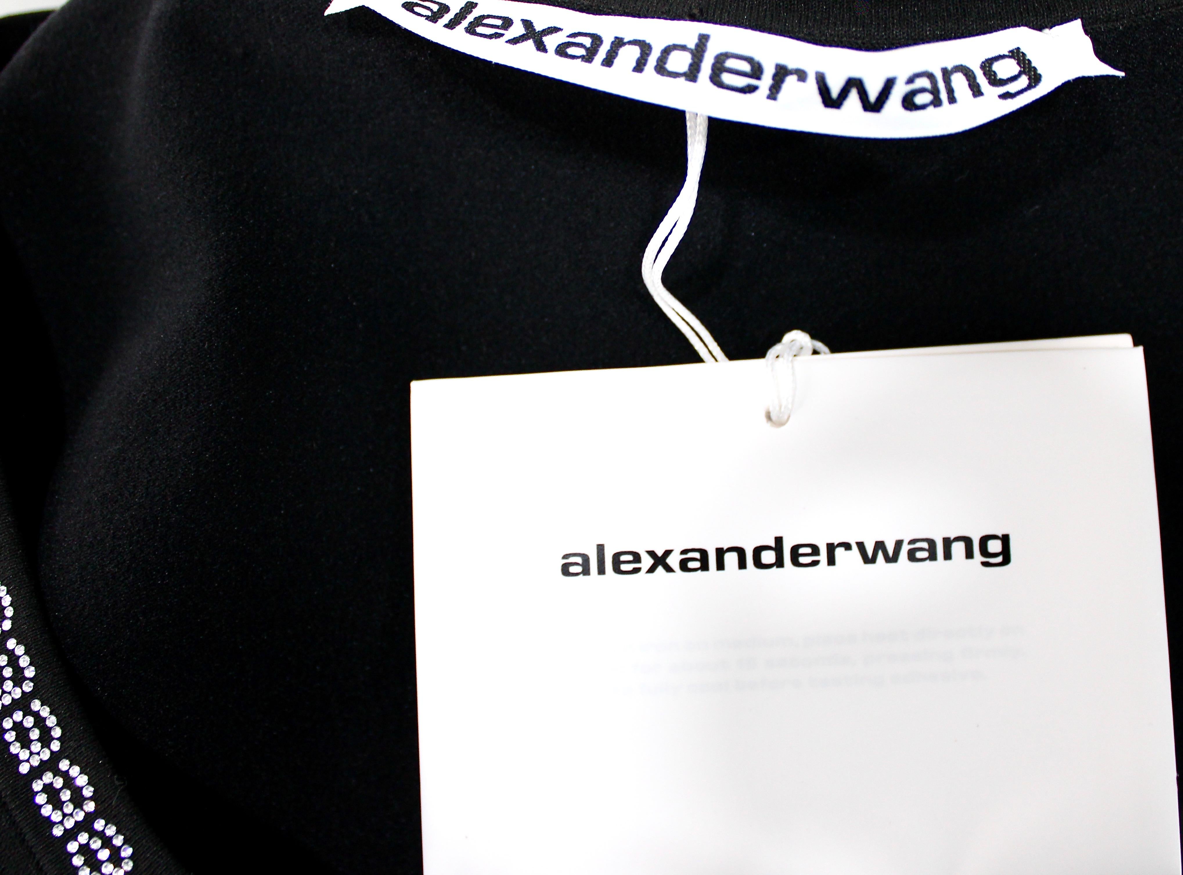 Alexander Wang - Crop Top nero con logo e strass in vendita 3