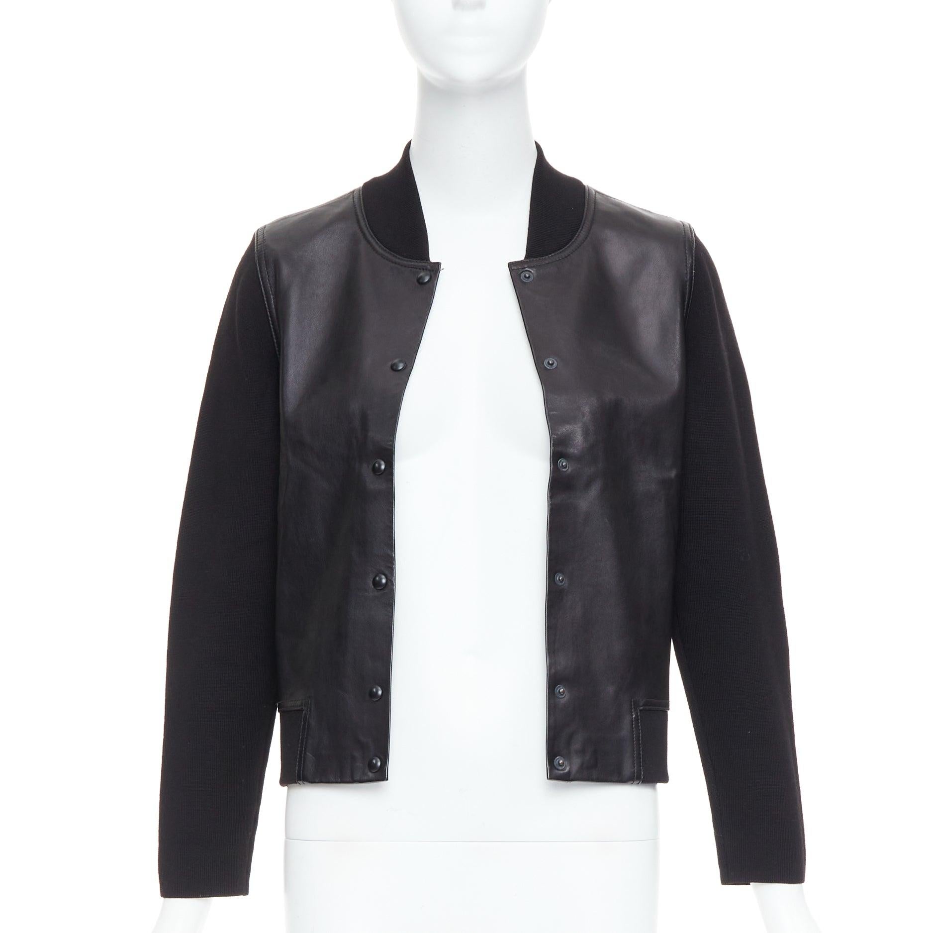 Nero Alexander Wang, bomber nero in misto lana merino e pelle M. in vendita