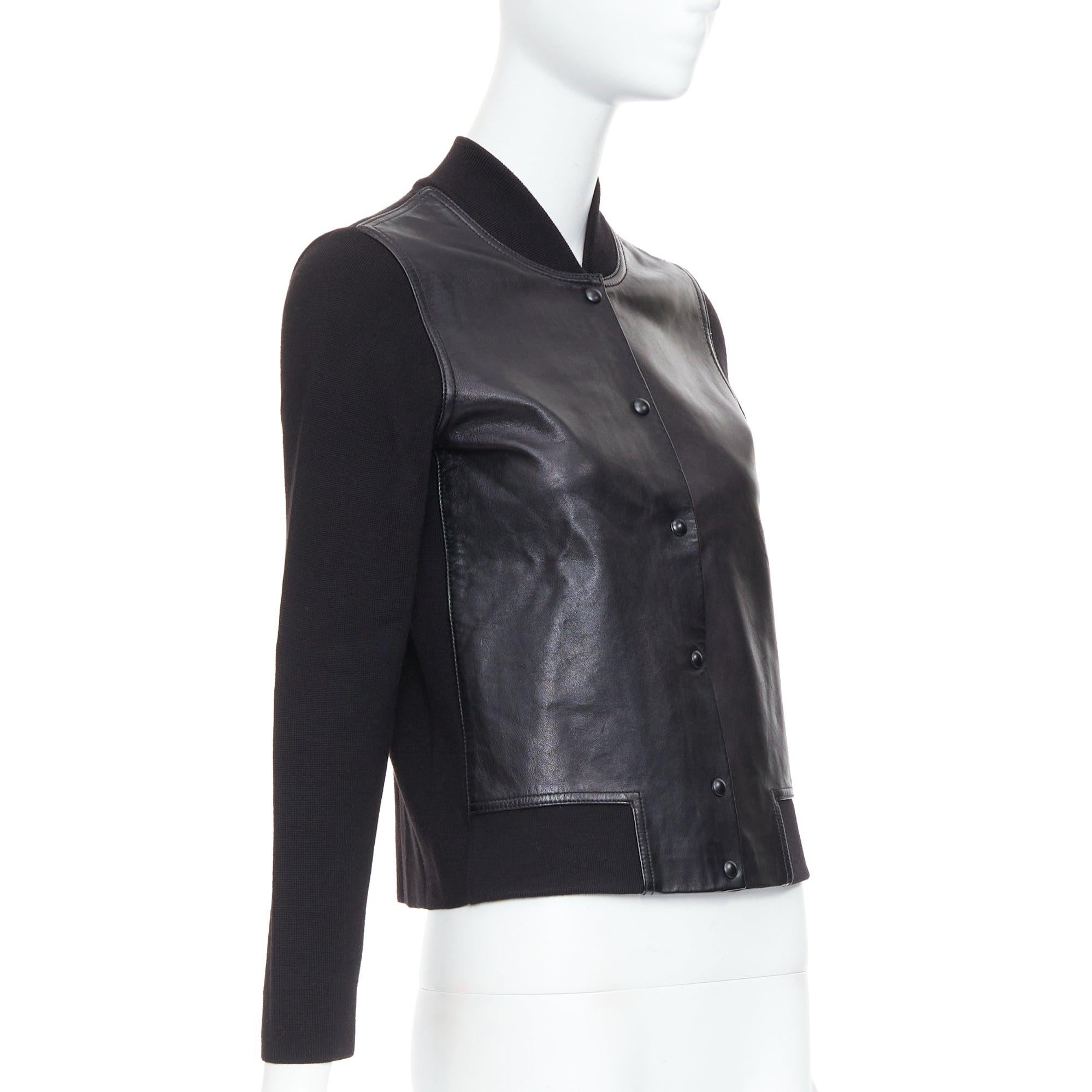 Alexander Wang, bomber nero in misto lana merino e pelle M. In condizioni buone in vendita a Hong Kong, NT