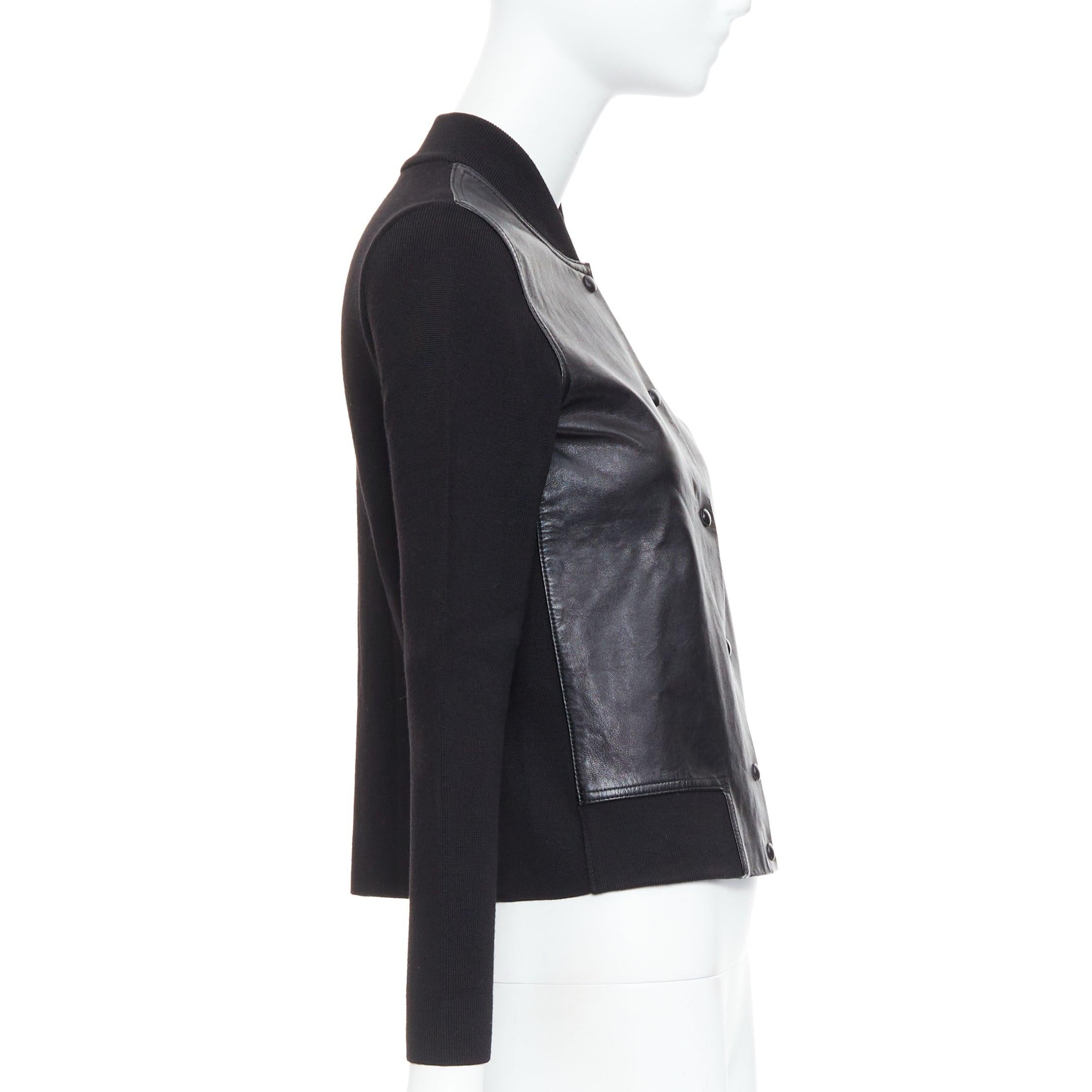 Donna Alexander Wang, bomber nero in misto lana merino e pelle M. in vendita