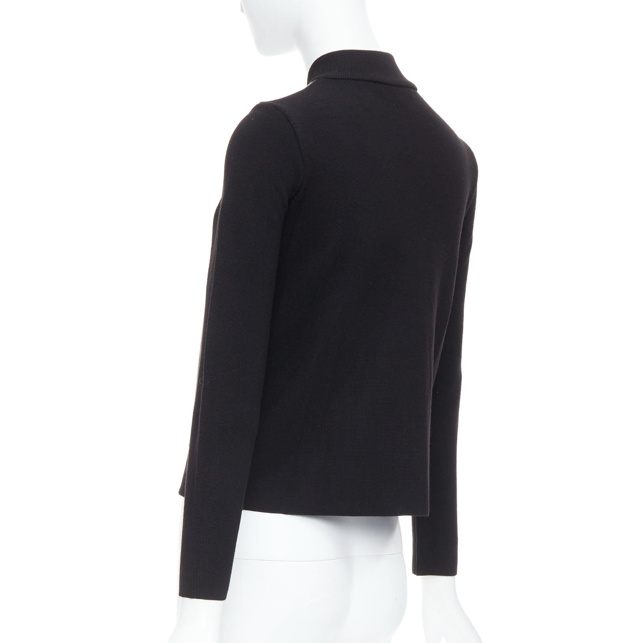 Alexander Wang, bomber nero in misto lana merino e pelle M. in vendita 2