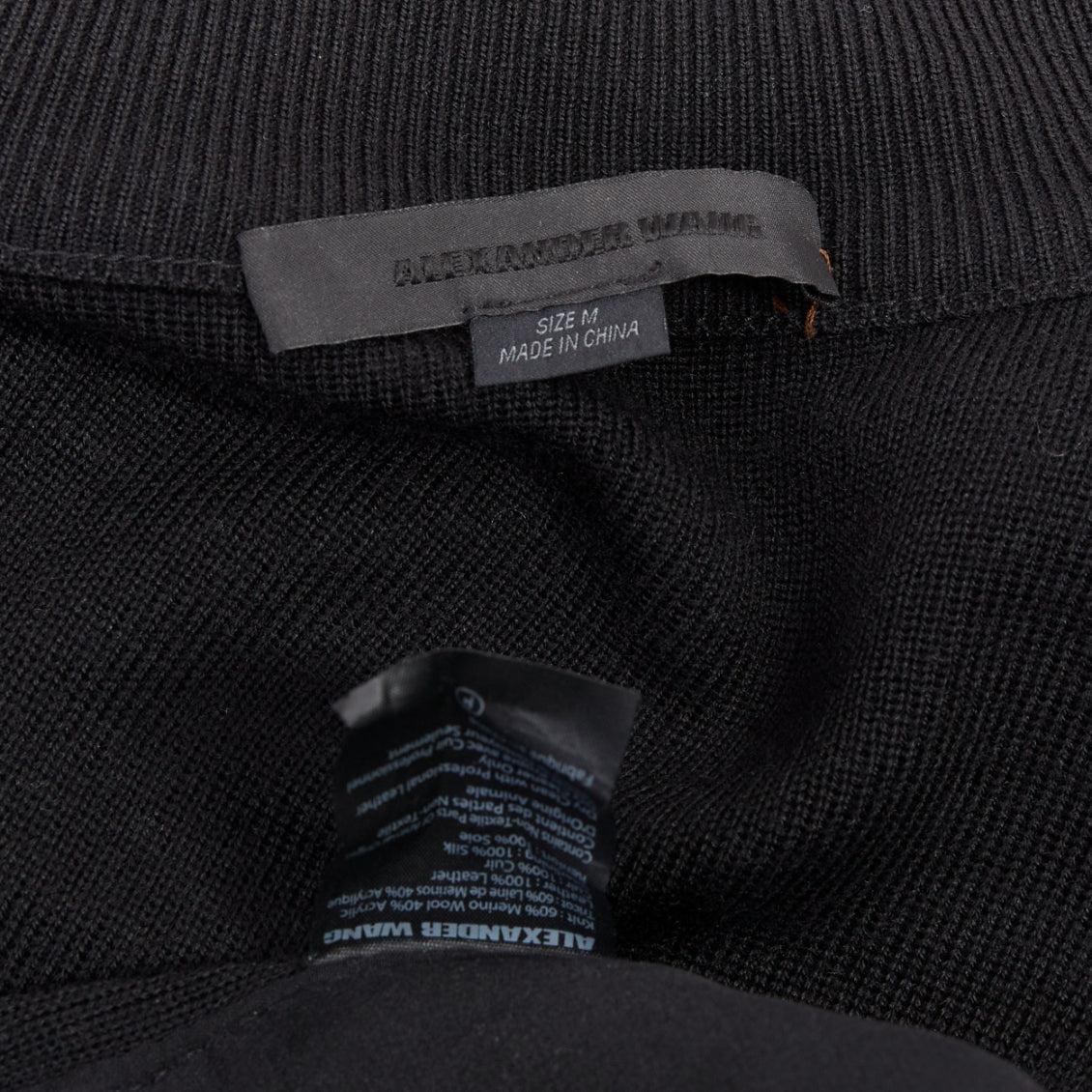 Alexander Wang, bomber nero in misto lana merino e pelle M. in vendita 4