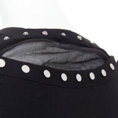 ALEXANDER WANG black merino wool silk trim sheer back cardigan XS