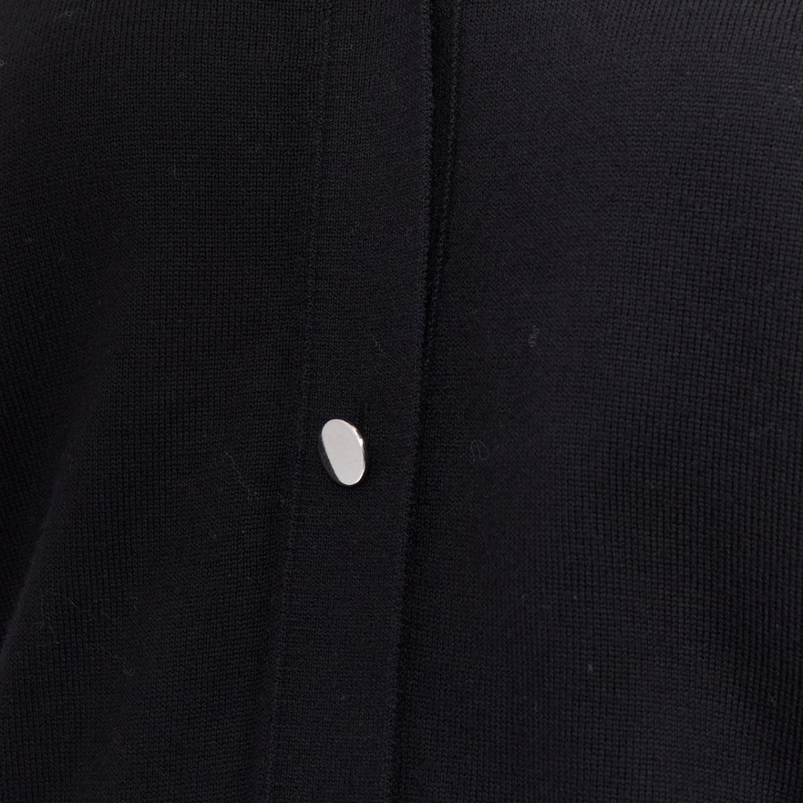 ALEXANDER WANG black merino wool silk trim sheer back cardigan XS For Sale 2