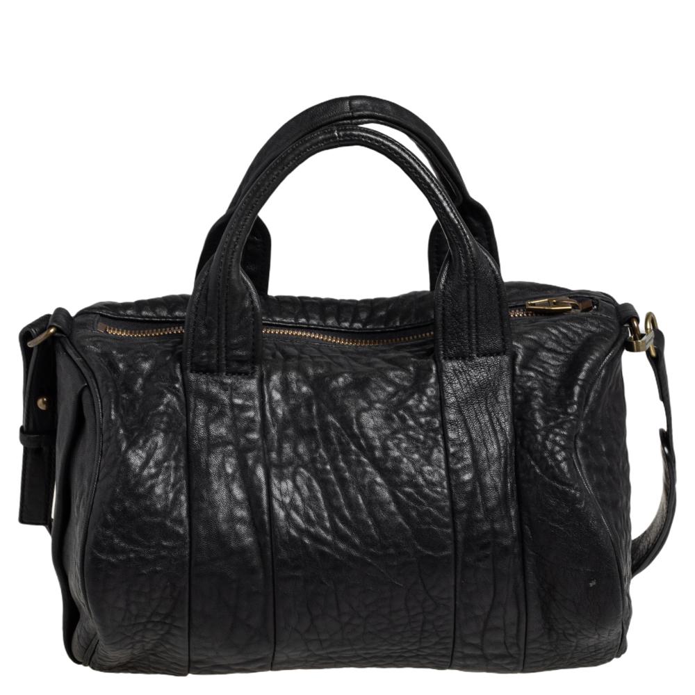 Women's Alexander Wang Black Pebbled Leather Rocco Duffle Bag