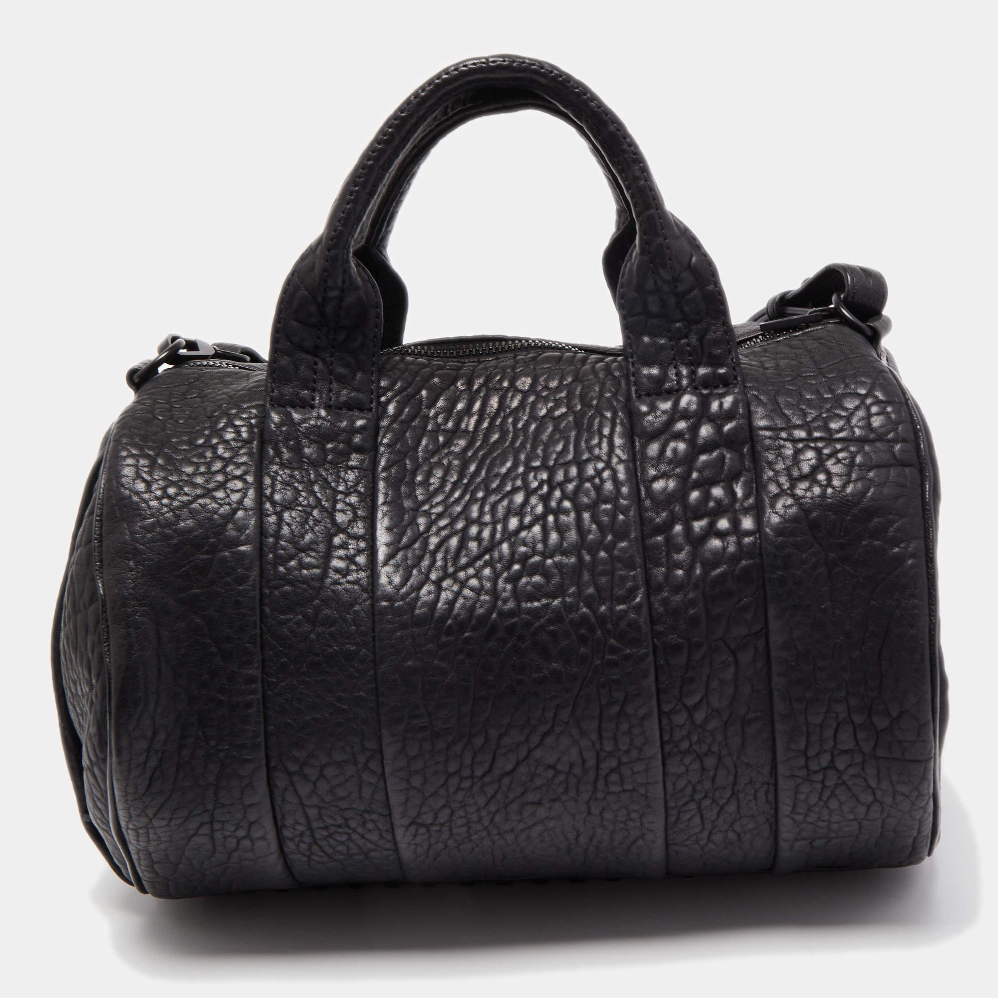 Women's Alexander Wang Black Pebbled Leather Rocco Duffle Bag