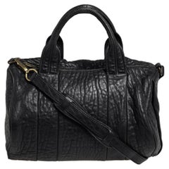 Alexander Wang Black Pebbled Leather Rocco Duffle Bag