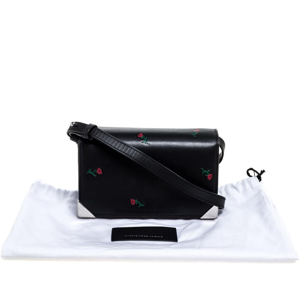 Alexander Wang Black Rose Embossed Leather Prisma Biker Shoulder Bag 7