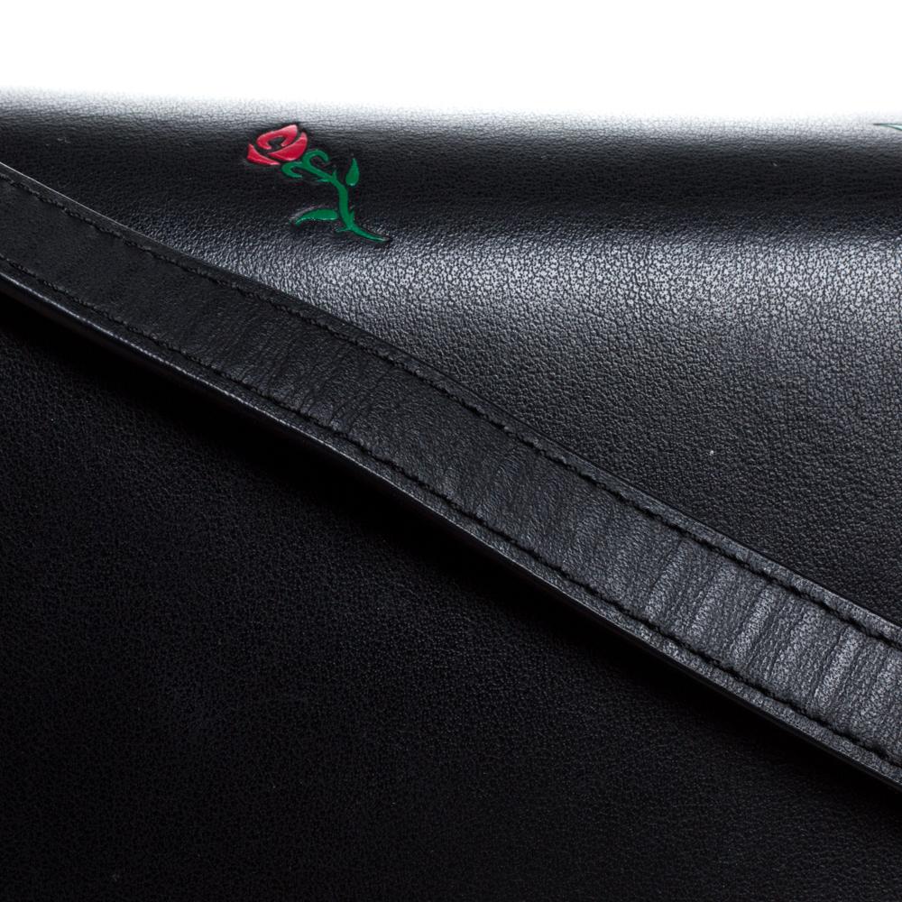 Alexander Wang Black Rose Embossed Leather Prisma Biker Shoulder Bag 4