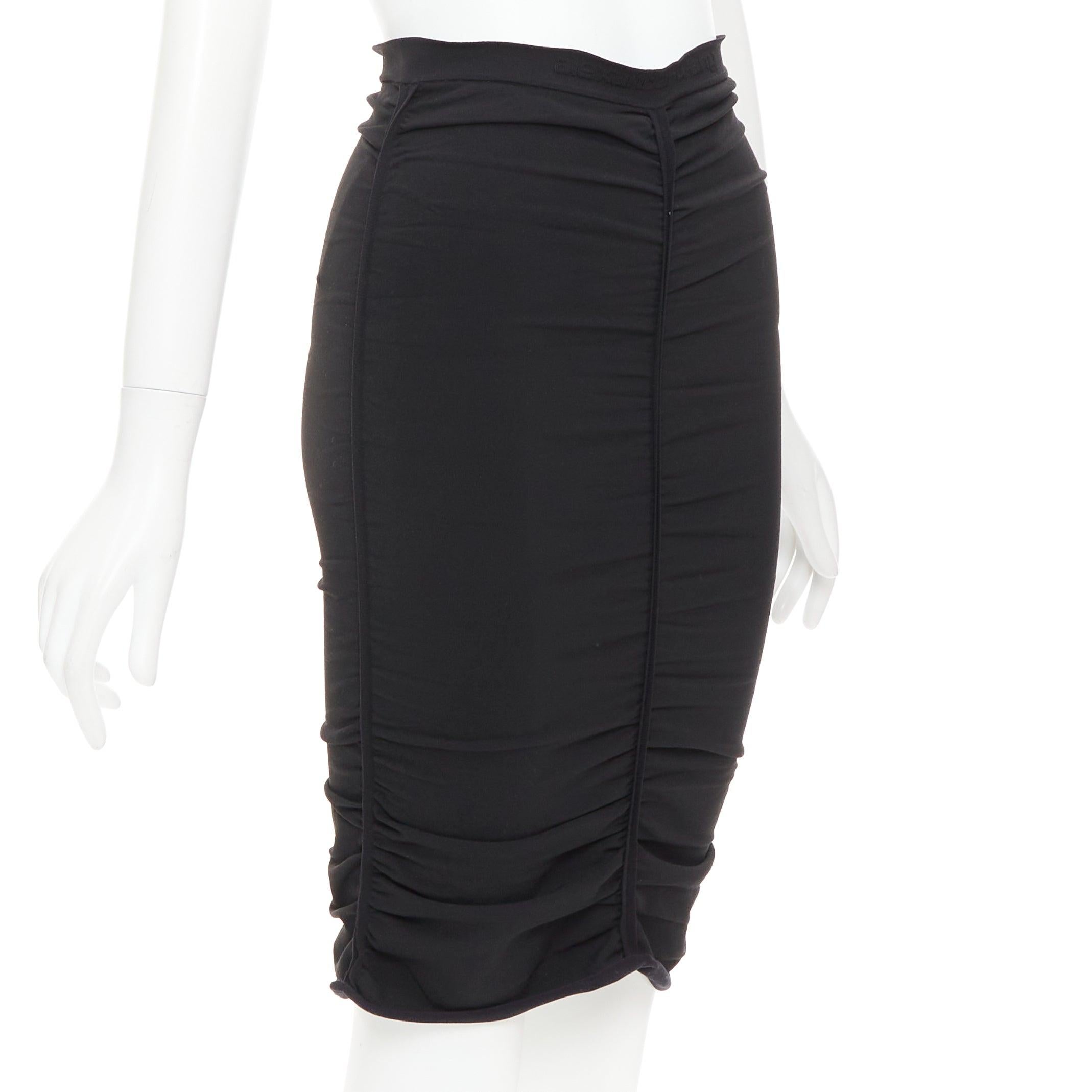 Black ALEXANDER WANG black ruched gathered high waisted pencil skirt S For Sale