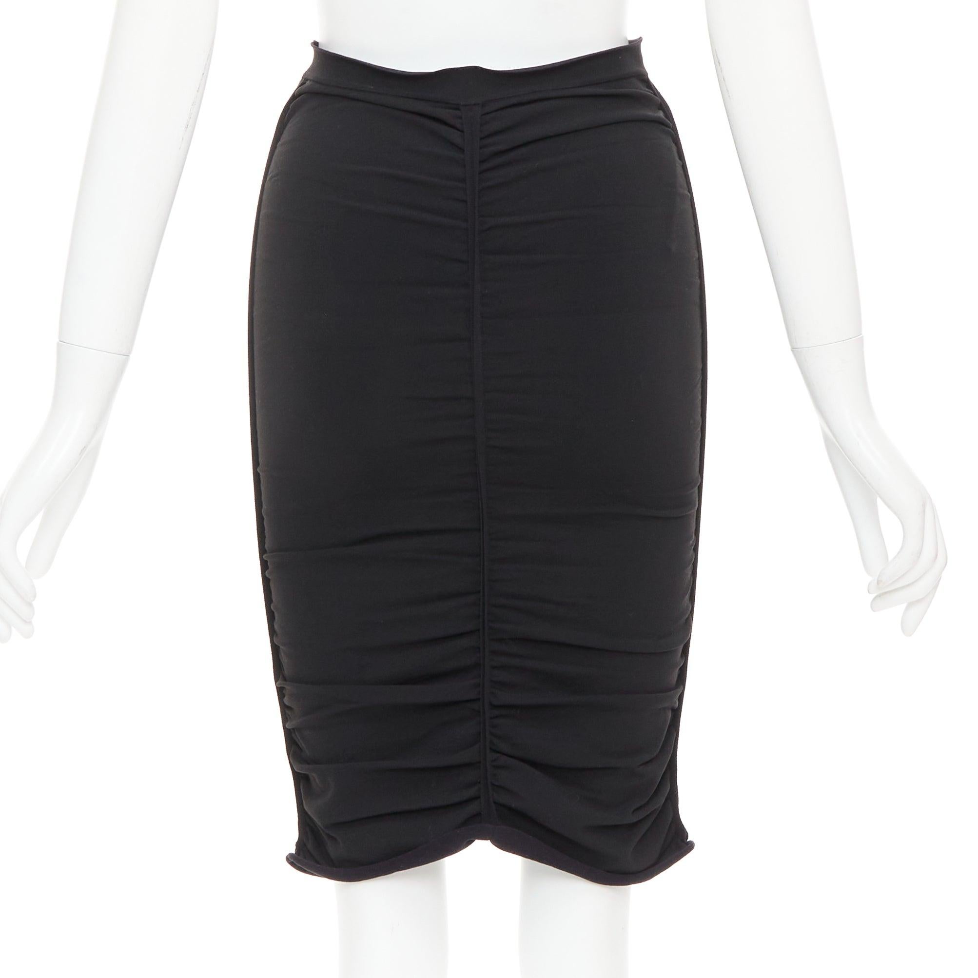 ALEXANDER WANG black ruched gathered high waisted pencil skirt S In Excellent Condition For Sale In Hong Kong, NT