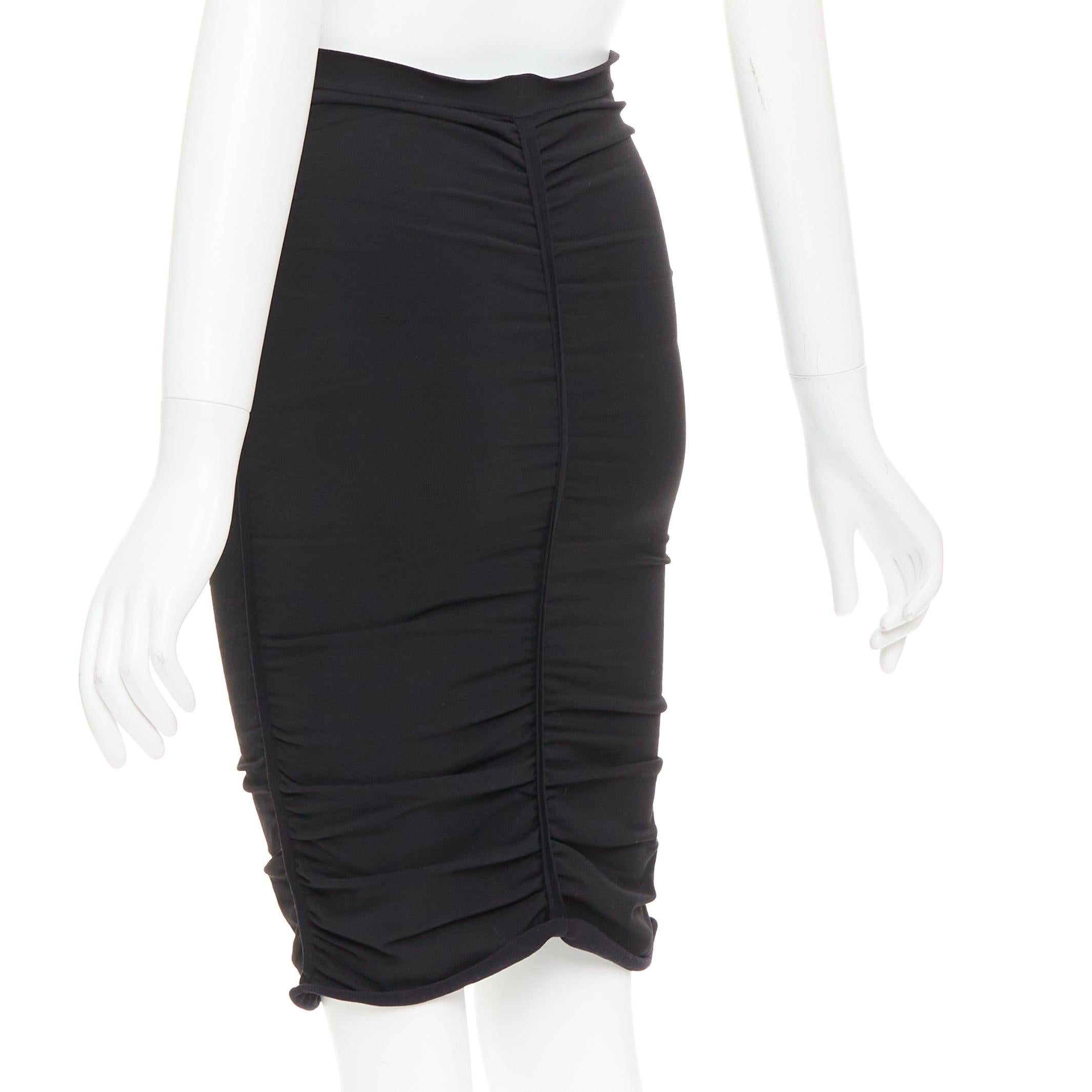 ALEXANDER WANG black ruched gathered high waisted pencil skirt S For Sale 1