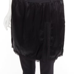 ALEXANDER WANG black satin lace skirt overlay layered trousers pants US2 S
