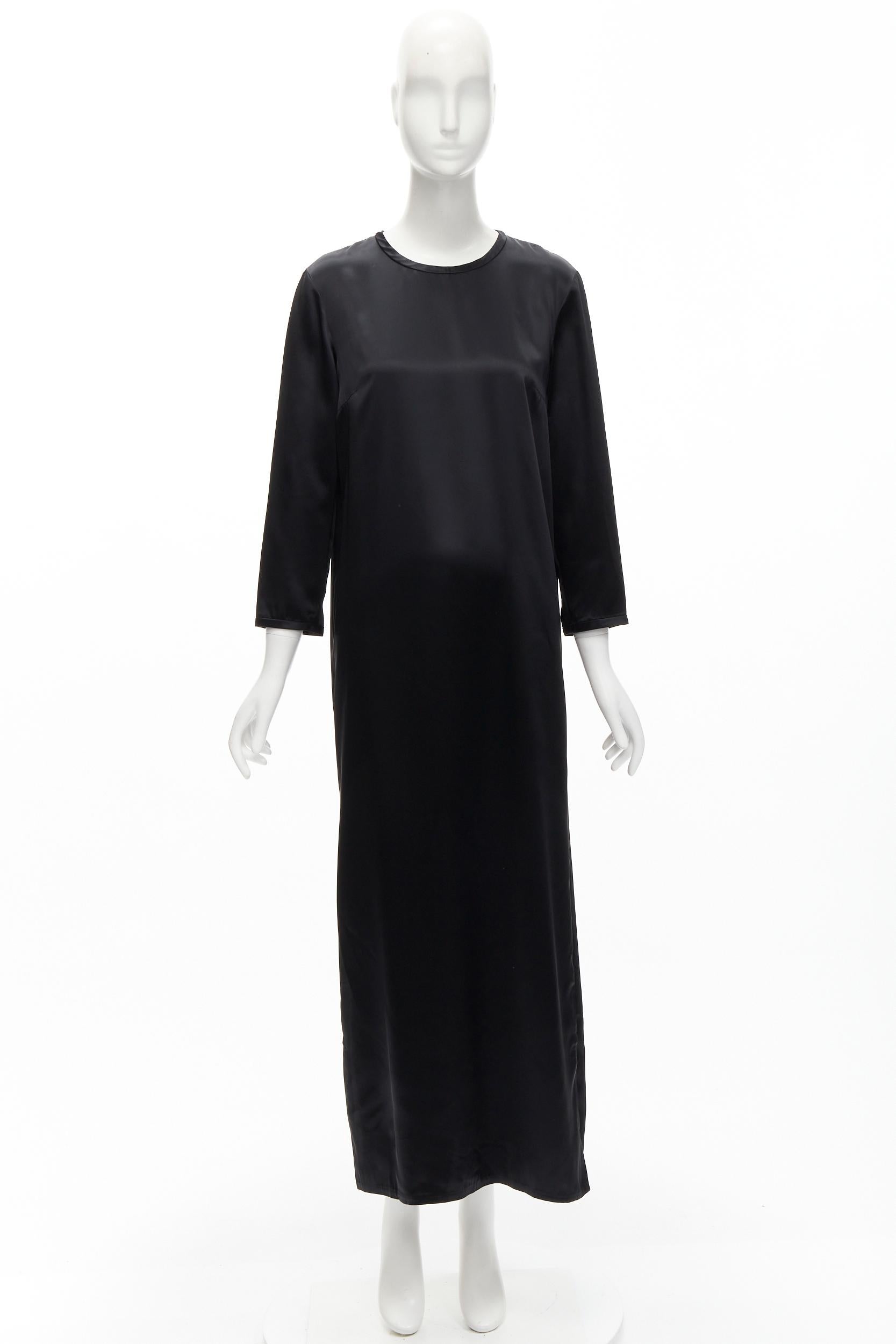 ALEXANDER WANG - Robe à col ras-du-cou classique et manches 3/4 en satin noir - US6 M en vente 5
