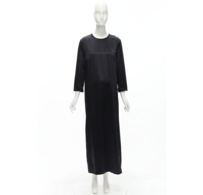 ALEXANDER WANG black satin minimal classic crew neck 3/4 sleeves dress US6 M For Sale 5