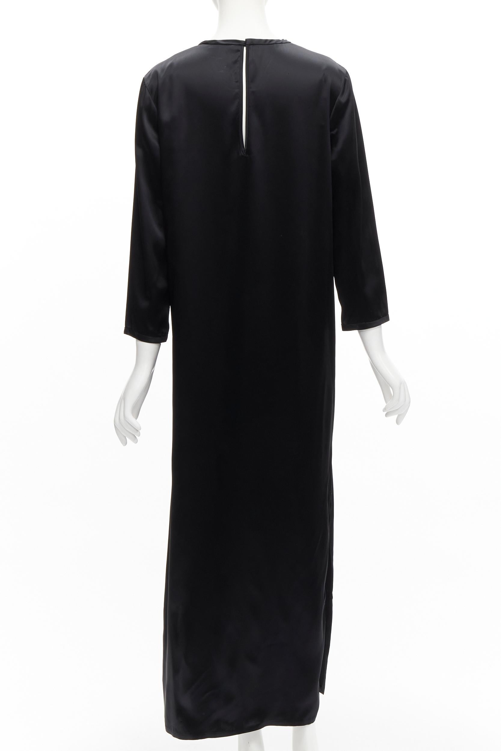 ALEXANDER WANG - Robe à col ras-du-cou classique et manches 3/4 en satin noir - US6 M Pour femmes en vente