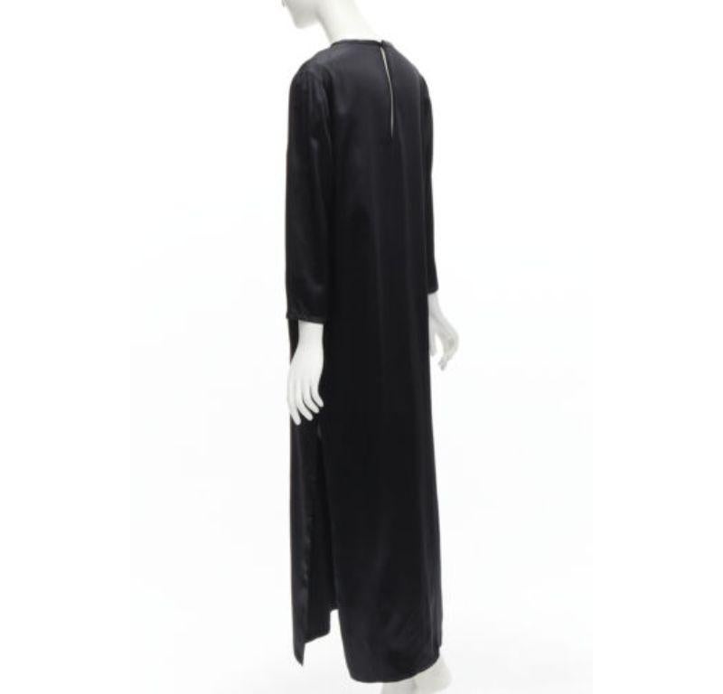 ALEXANDER WANG black satin minimal classic crew neck 3/4 sleeves dress US6 M For Sale 1