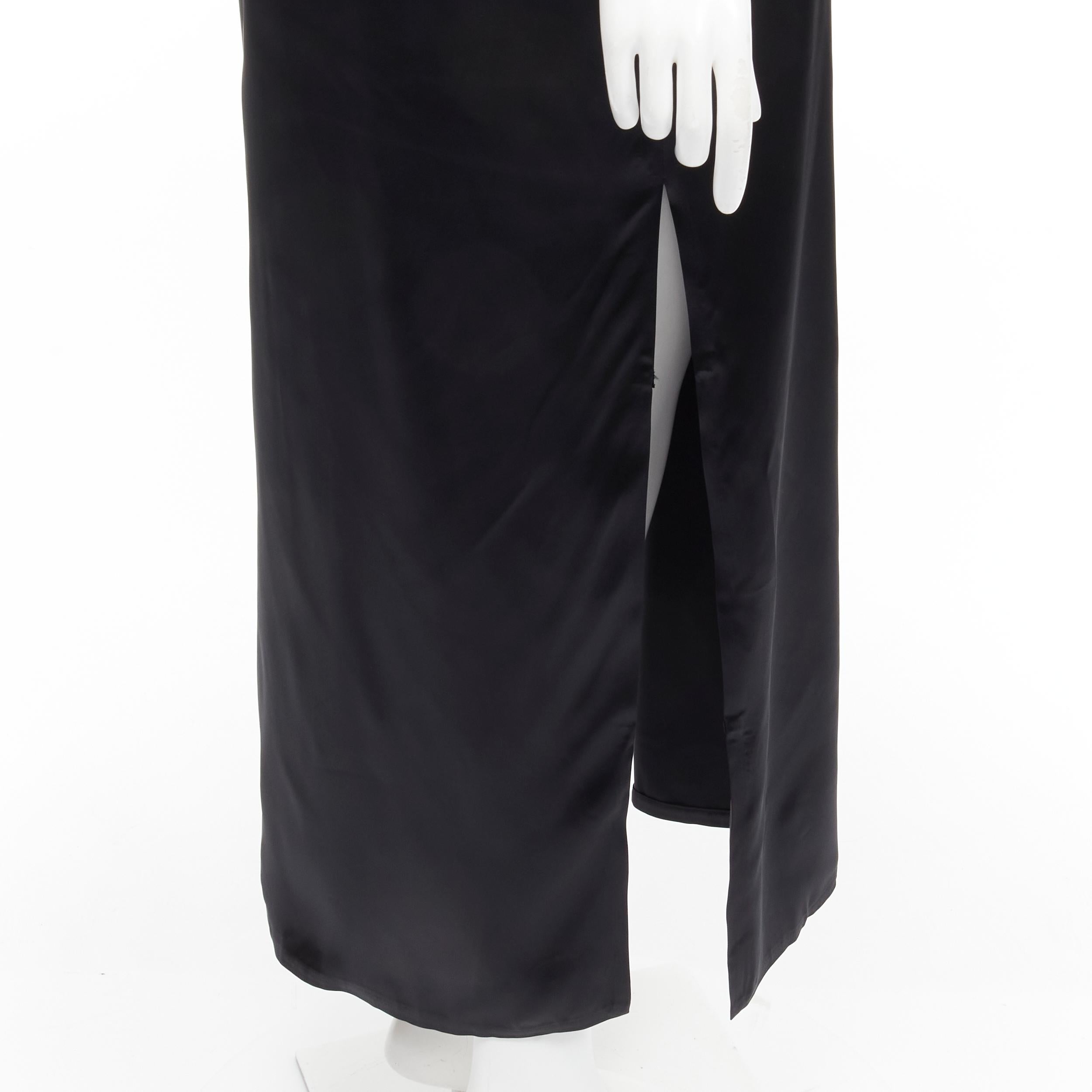 ALEXANDER WANG - Robe à col ras-du-cou classique et manches 3/4 en satin noir - US6 M en vente 2