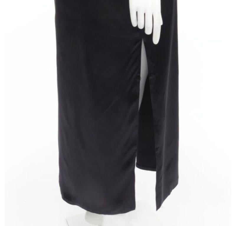 ALEXANDER WANG black satin minimal classic crew neck 3/4 sleeves dress US6 M For Sale 2