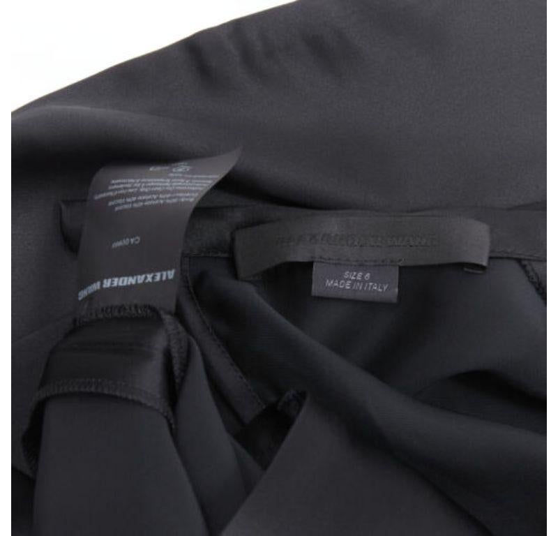 ALEXANDER WANG black satin minimal classic crew neck 3/4 sleeves dress US6 M For Sale 4