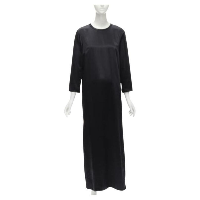 ALEXANDER WANG black satin minimal classic crew neck 3/4 sleeves dress US6 M For Sale