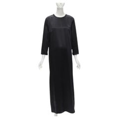 ALEXANDER WANG black satin minimal classic crew neck 3/4 sleeves dress US6 M