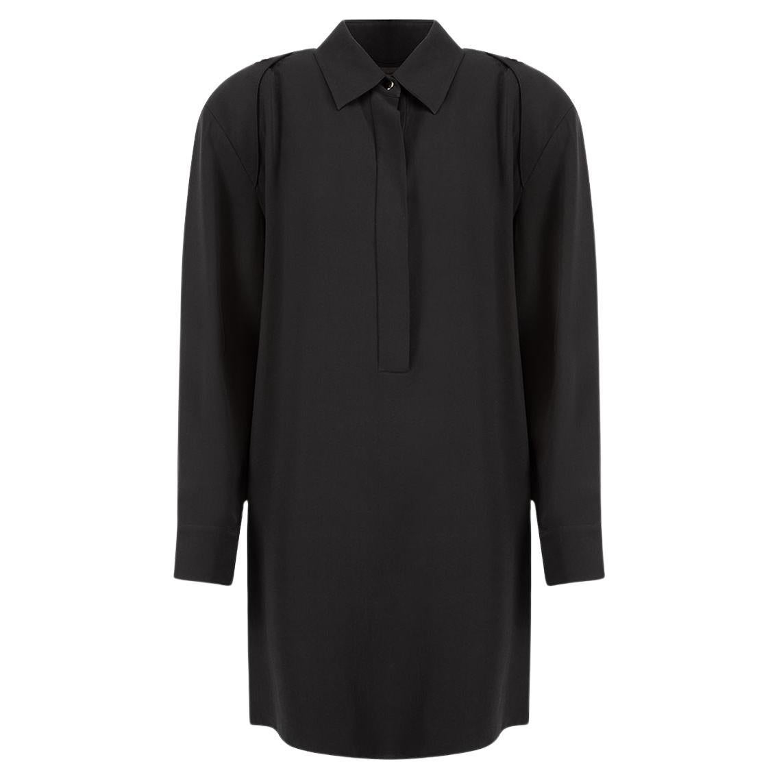 Alexander Wang Black Silk Mini Shirt Dress Size XS For Sale