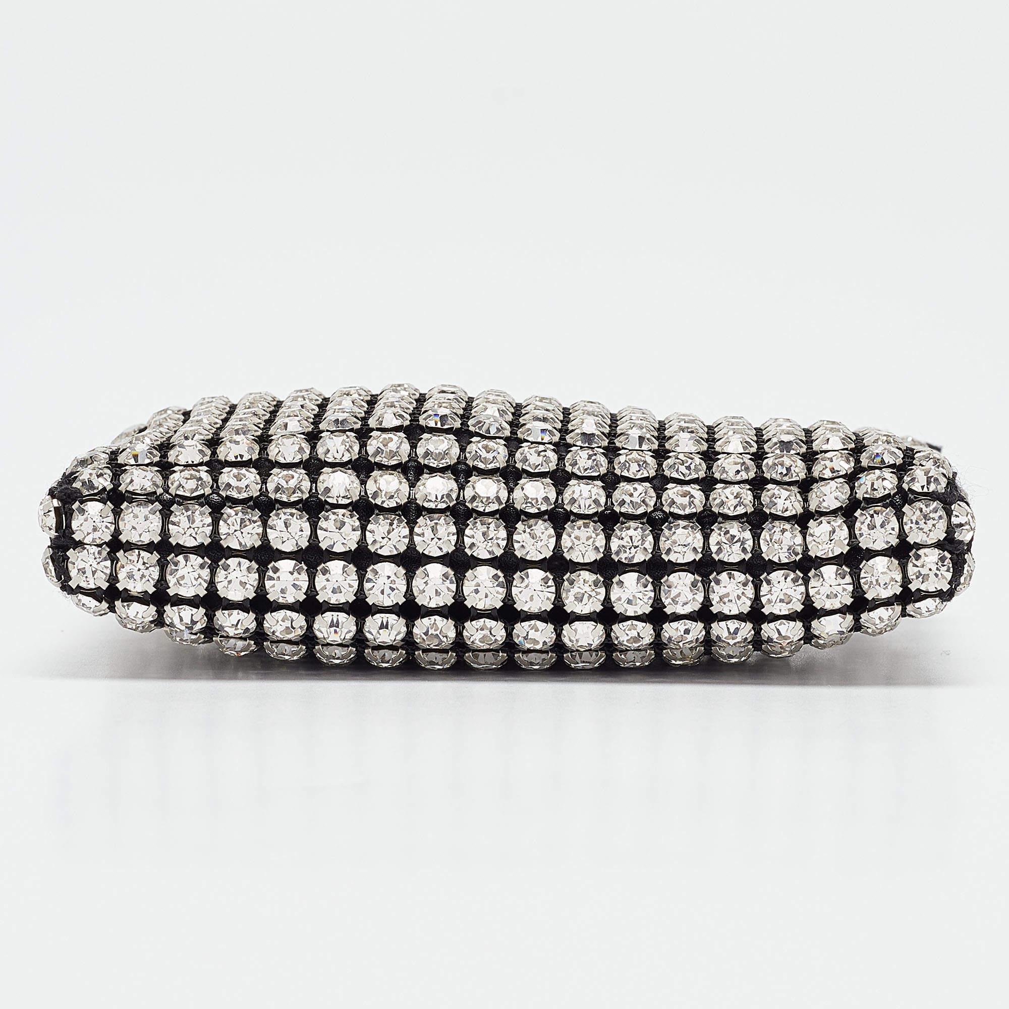 Alexander Wang Black/Silver Leather Nano Crystals Heiress Chain Clutch 1