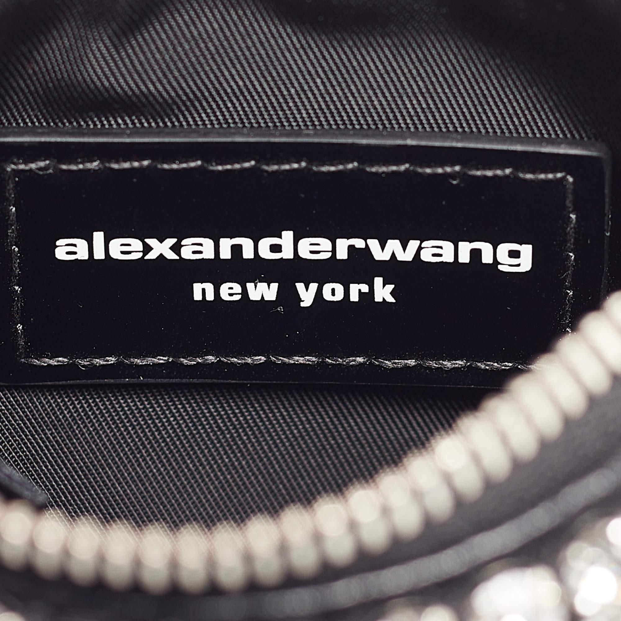 Alexander Wang Black/Silver Leather Nano Crystals Heiress Chain Clutch 3
