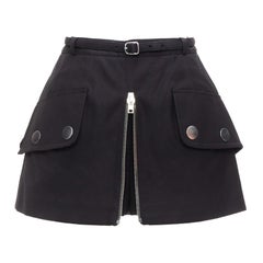 ALEXANDER WANG nero argento zip patta utility skort US2 S Sofia Richie