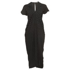 Alexander Wang Black Striped Short Sleeve Midi Dress S
