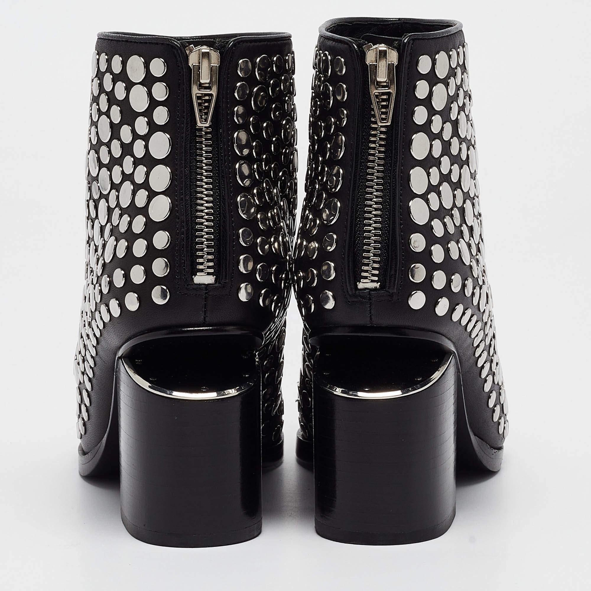 Alexander Wang Black Studded Leather Gabi Ankle Boots Size 36 For Sale 1