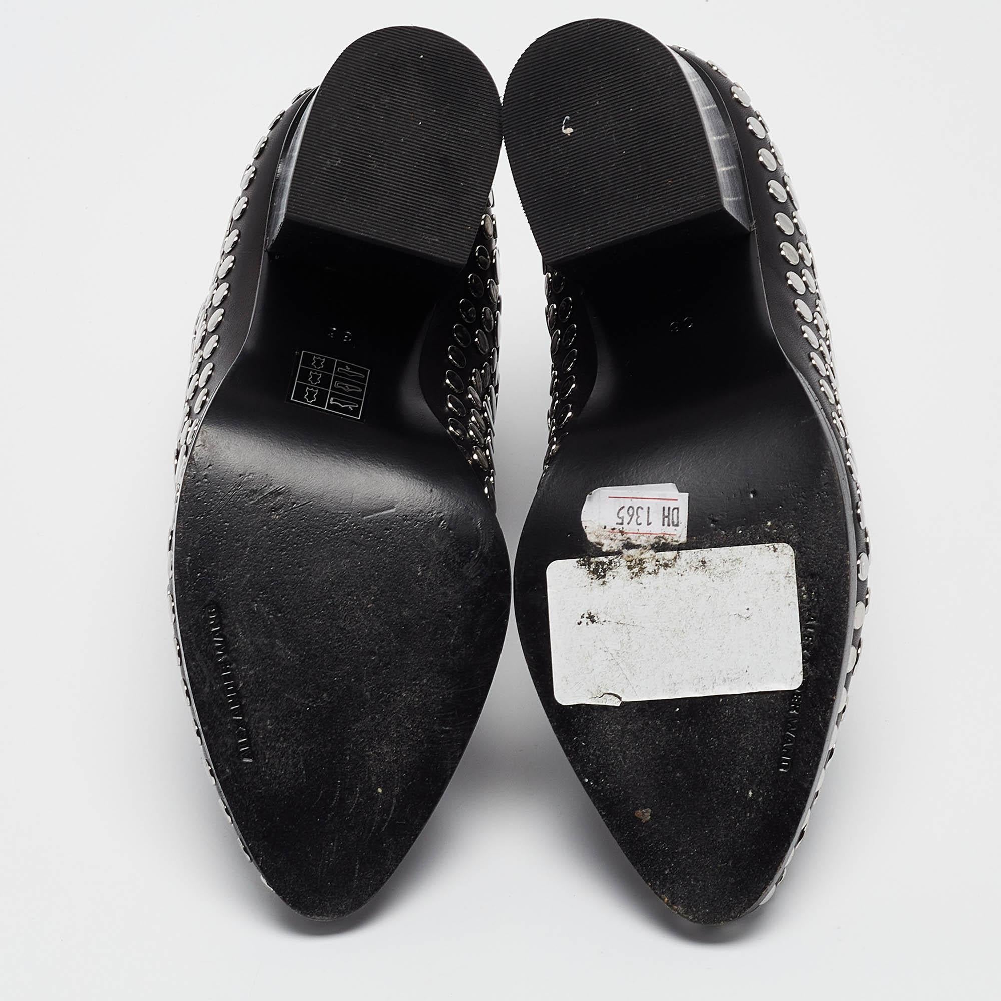 Alexander Wang Black Studded Leather Gabi Ankle Boots Size 36 For Sale 2
