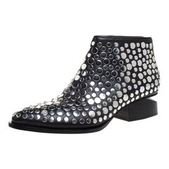Alexander Wang Black Studded Leather Gabi Ankle Boots Size 36