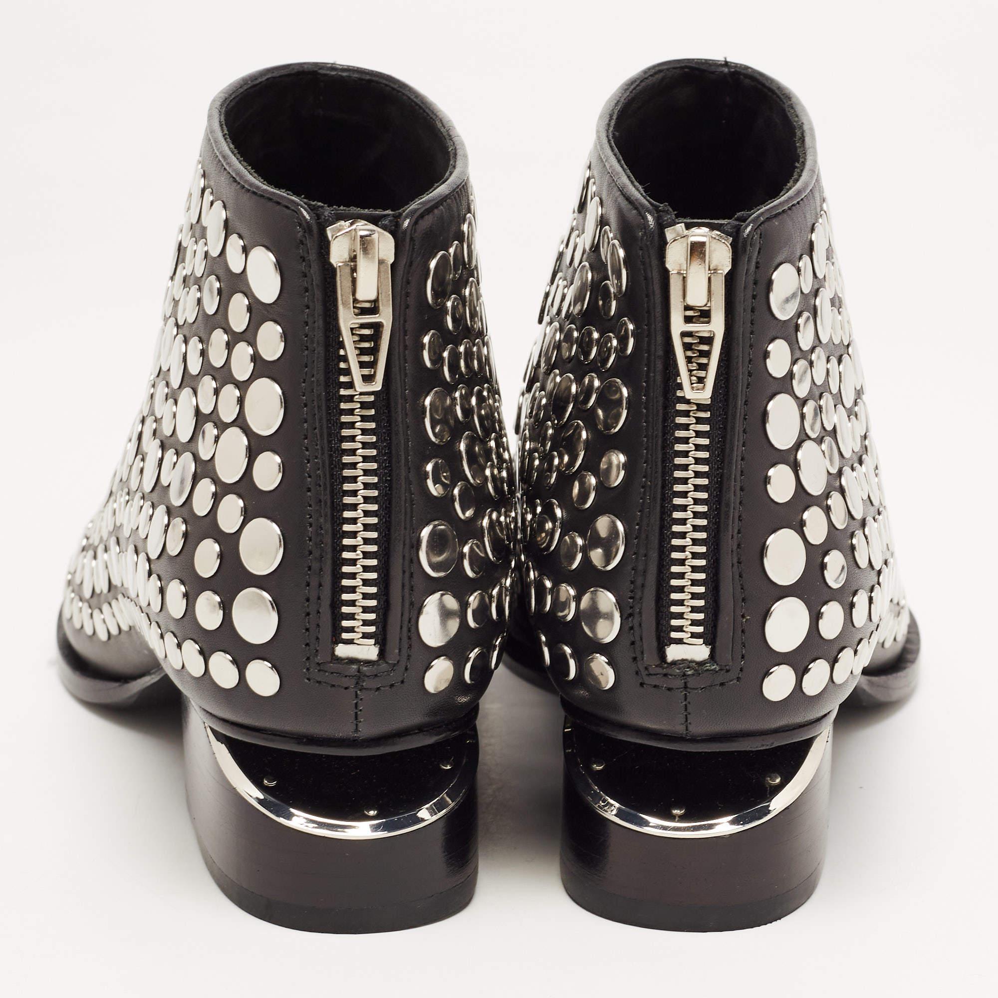 Alexander Wang Black Studded Leather Gabi Ankle Boots Size 36.5 In New Condition In Dubai, Al Qouz 2