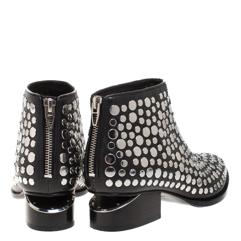 Alexander Wang Black Studded Leather Gabi Ankle Boots Size