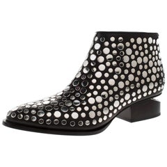 Alexander Wang Black Studded Leather Gabi Ankle Boots Size 36.5