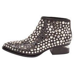 Alexander Wang Black Studded Leather Gabi Ankle Boots Size 36.5