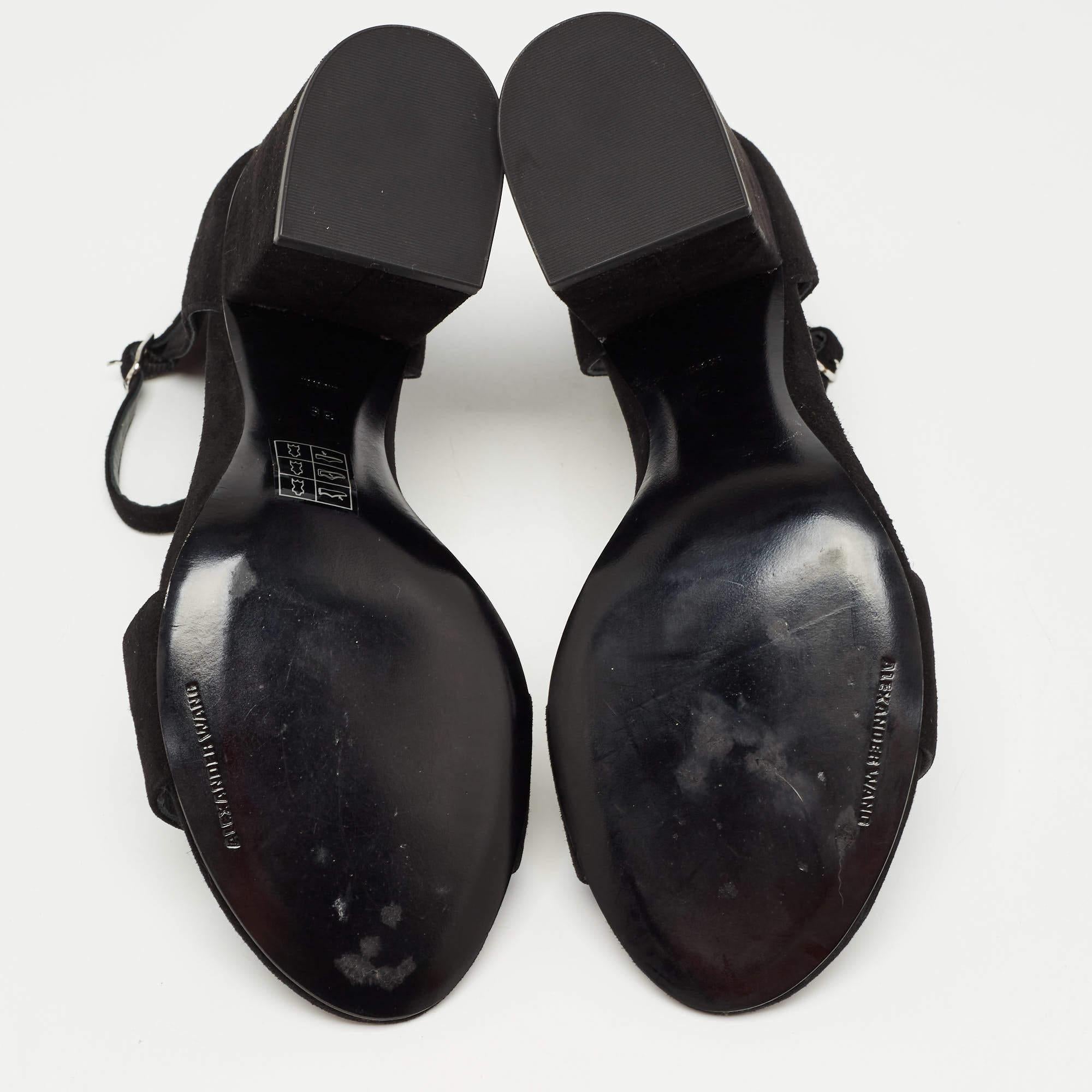 Alexander Wang Black Suede Abby Sandals Size 39 For Sale 1