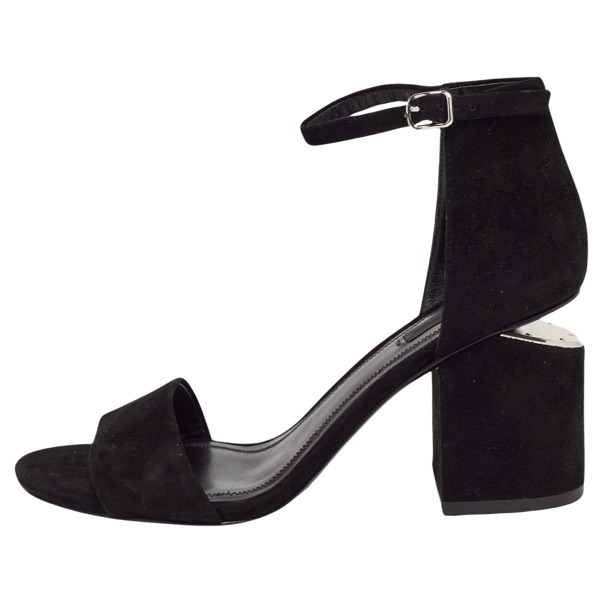 Alexander Wang Black Suede Abby Sandals Size 39 For Sale