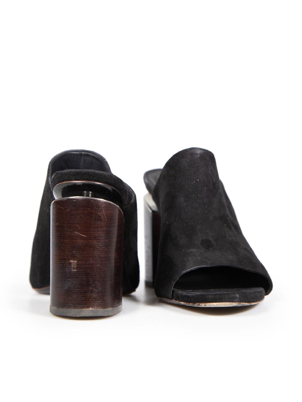 Noir Alexander Wang Mules à bout ouvert en daim noir Taille IT 37,5 en vente