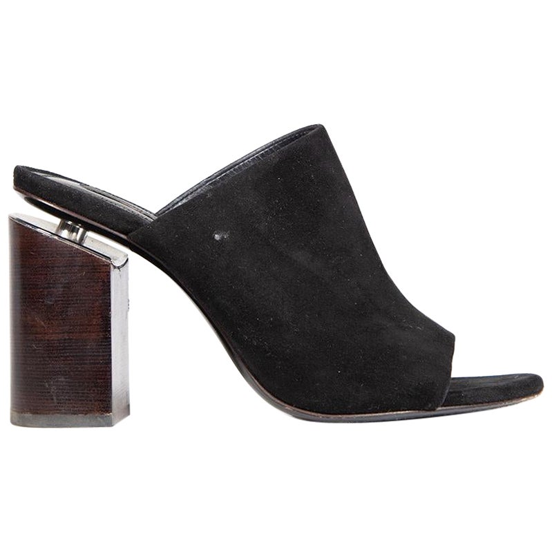 Alexander Wang Mules à bout ouvert en daim noir Taille IT 37,5