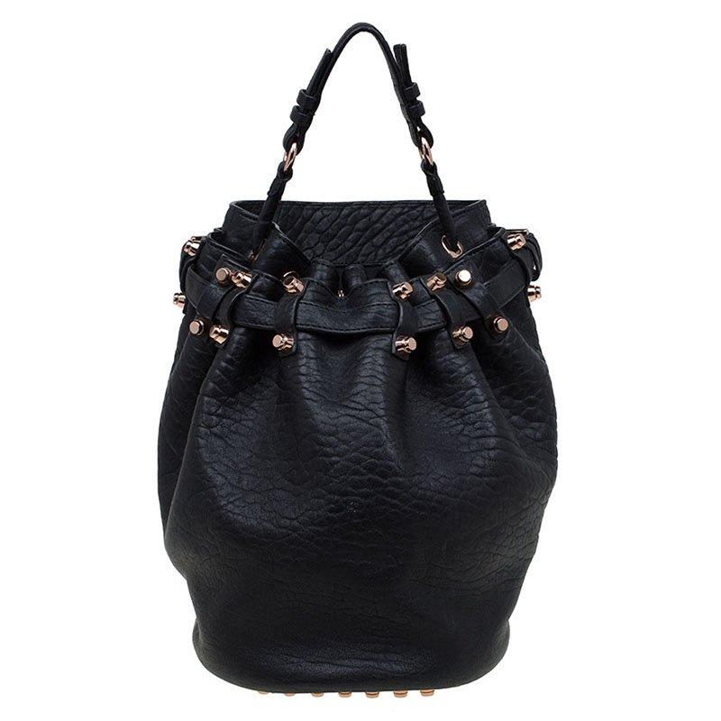 Alexander Wang Black Textured Leather Diego Bucket Bag