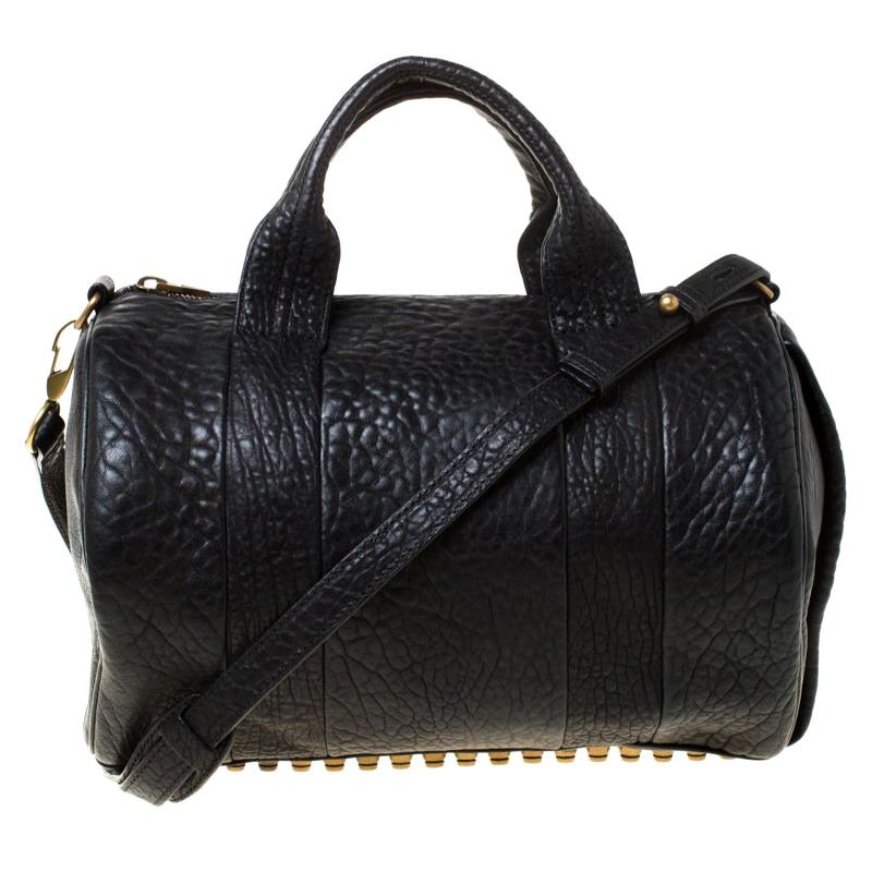 Alexander Wang Black Textured Leather Rocco Duffel Bag For Sale at ...