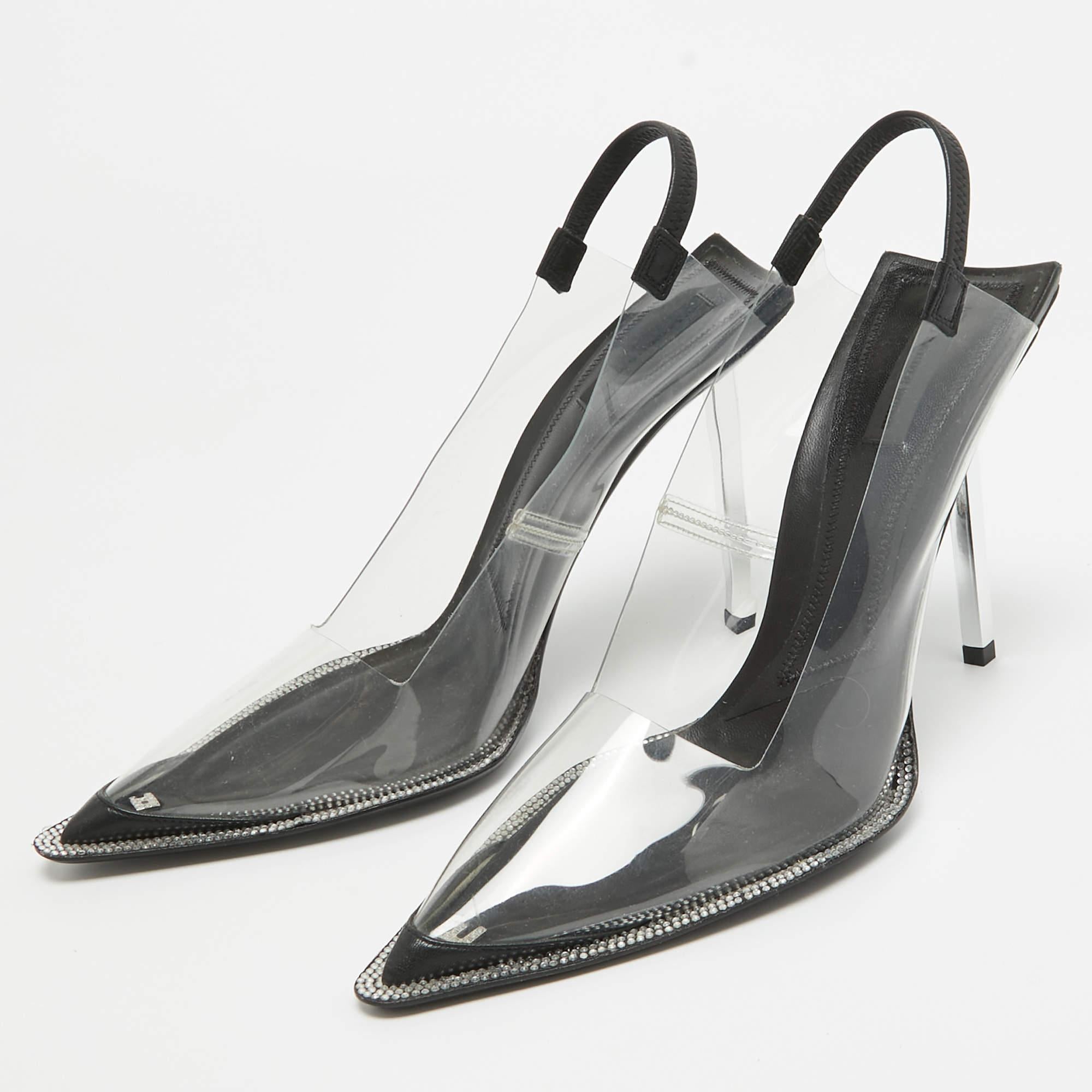 Exhibit an elegant style with this pair of pumps. These elegant shoes are crafted from quality materials. They are set on durable soles and sleek heels.