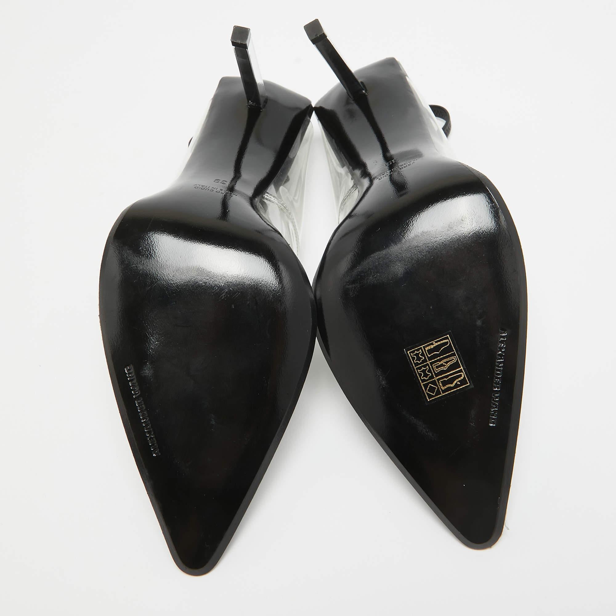 Alexander Wang Black/Transparent PVC and Leather Slingback Pumps Size 39 1
