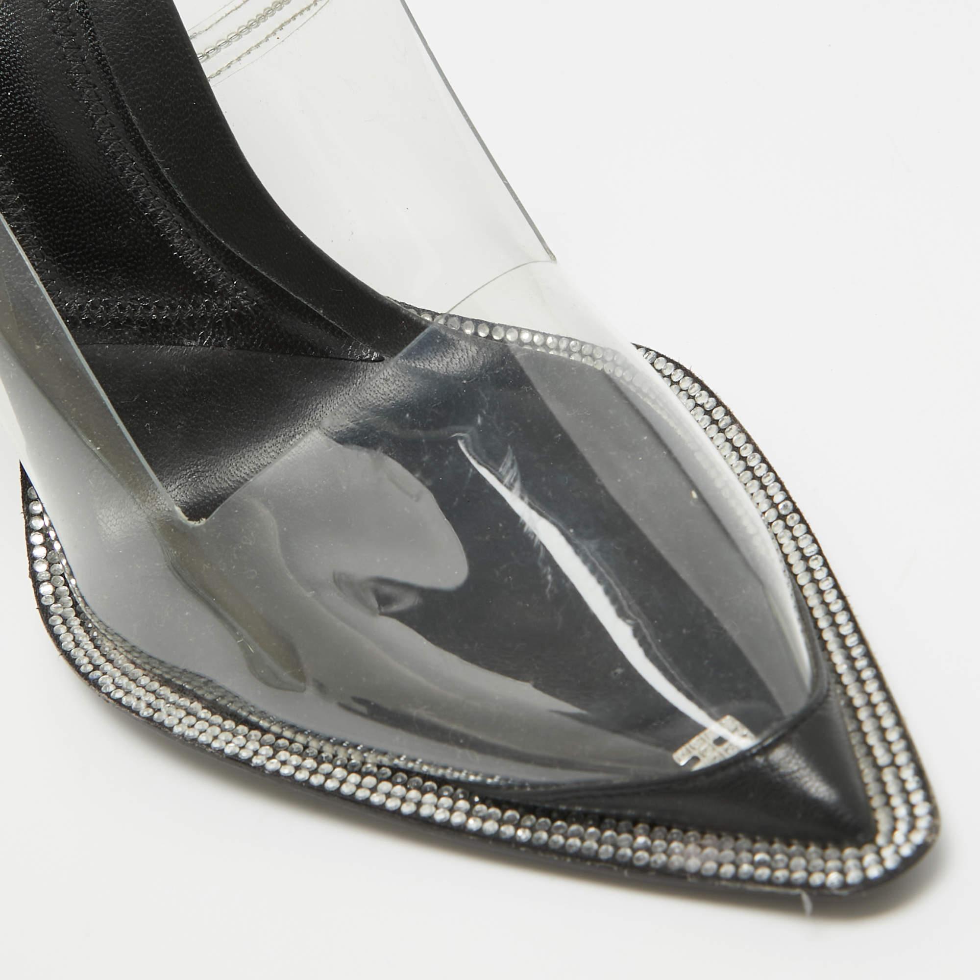 Alexander Wang Black/Transparent PVC and Leather Slingback Pumps Size 39 2